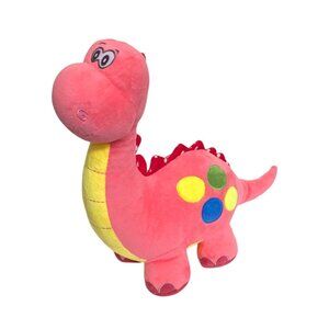 LISSIPUPPE Pink Brontosaurus Dinosaur Polka Dots Plush Stuffed Animal 14" Med